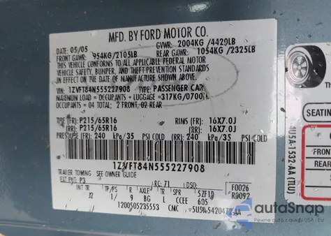 2005 Ford Mustang из США, поврежденный, VIN 1ZVFT84N555227908